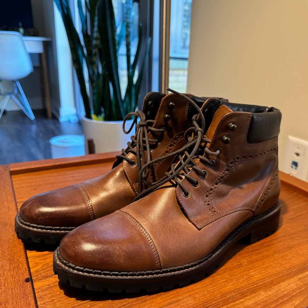 Brown leather cap toe boots - Johnston & Murphy - 9.5 US mens